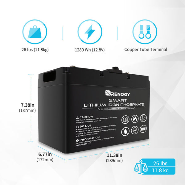100ah Smart Lithium iron phosphate battery - Renogy