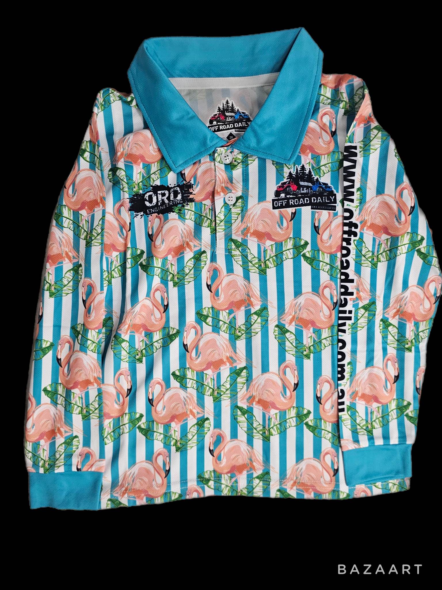 Adult Flamingo in Stripes Polo