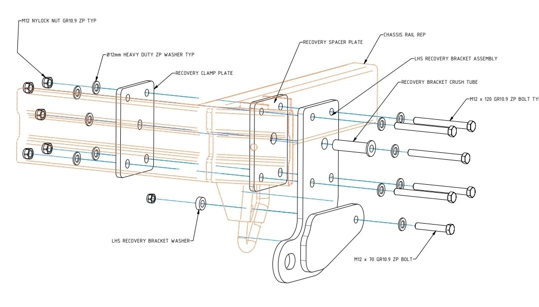 Pajero sport QE,QF - Recovery points (no bullbar)